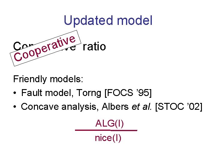 Updated model e v i t a Competitive ratio r e p o o