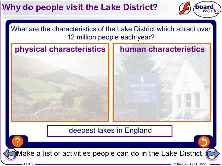 Why do people visit the Lake District? Make a list of activities people can