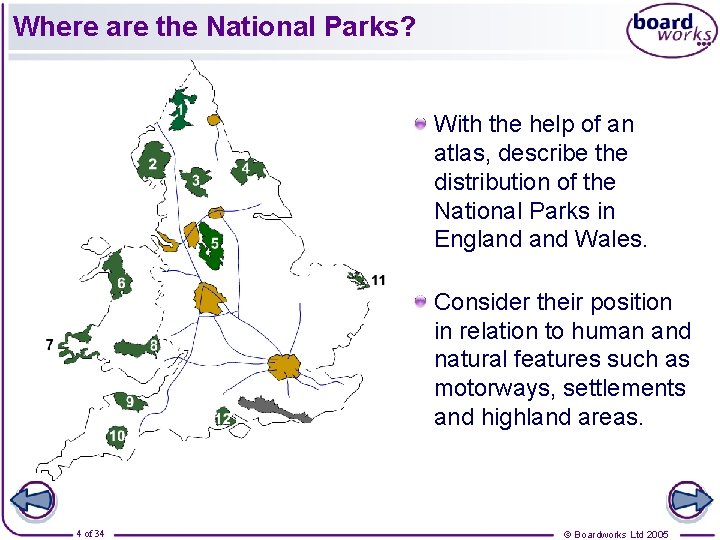 Where are the National Parks? With the help of an atlas, describe the distribution