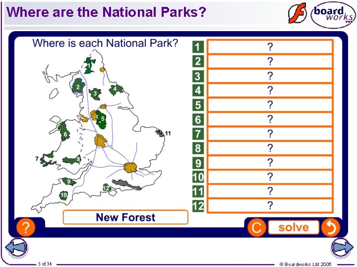Where are the National Parks? 5 of 34 © Boardworks Ltd 2005 