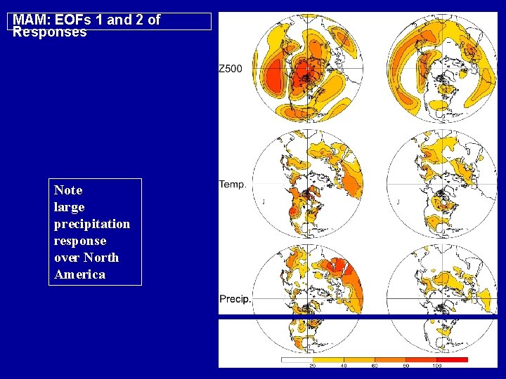 MAM: EOFs 1 and 2 of Responses Note large precipitation response over North America