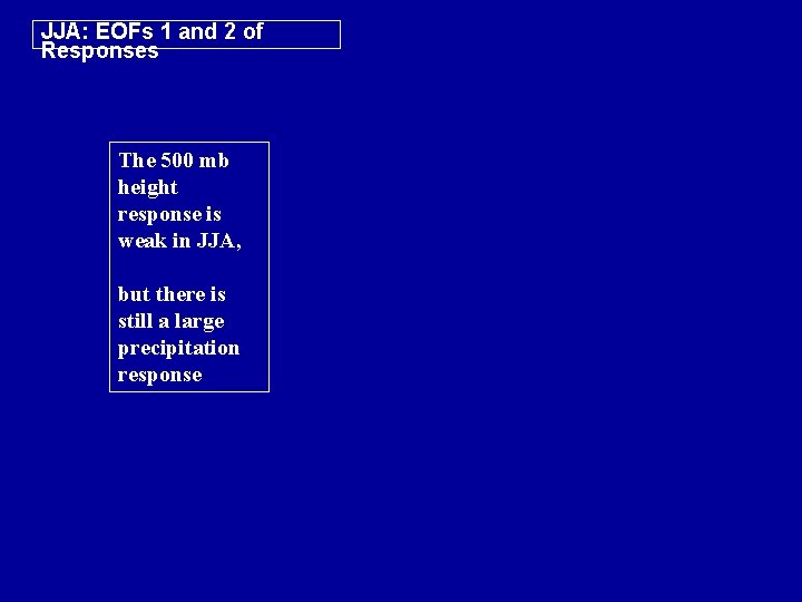 JJA: EOFs 1 and 2 of Responses The 500 mb height response is weak