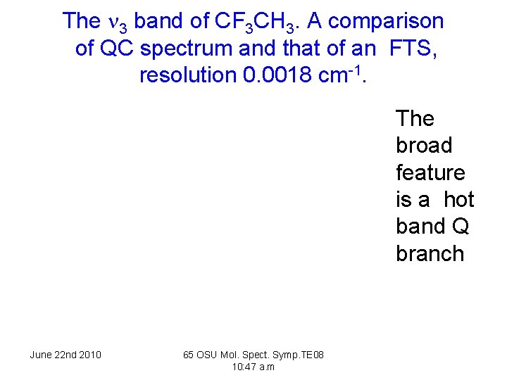 The 3 band of CF 3 CH 3. A comparison of QC spectrum and