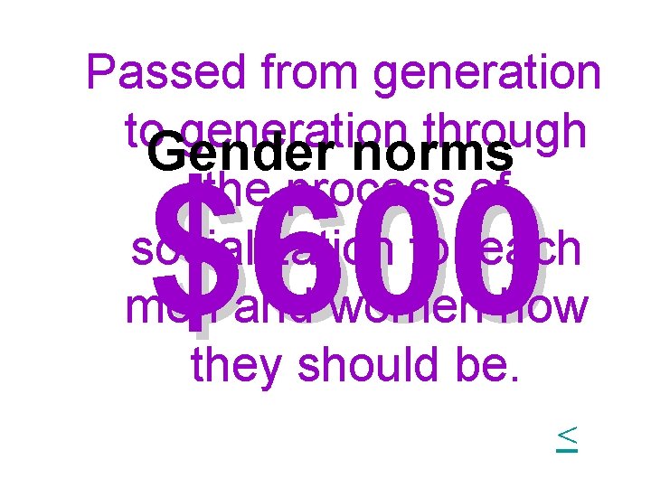 Passed from generation to. Gender generation through norms the process of socialization to teach Passed from generation to. Gender generation through norms the process of socialization to teach