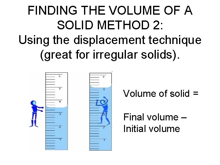 FINDING THE VOLUME OF A SOLID METHOD 2: Using the displacement technique (great for