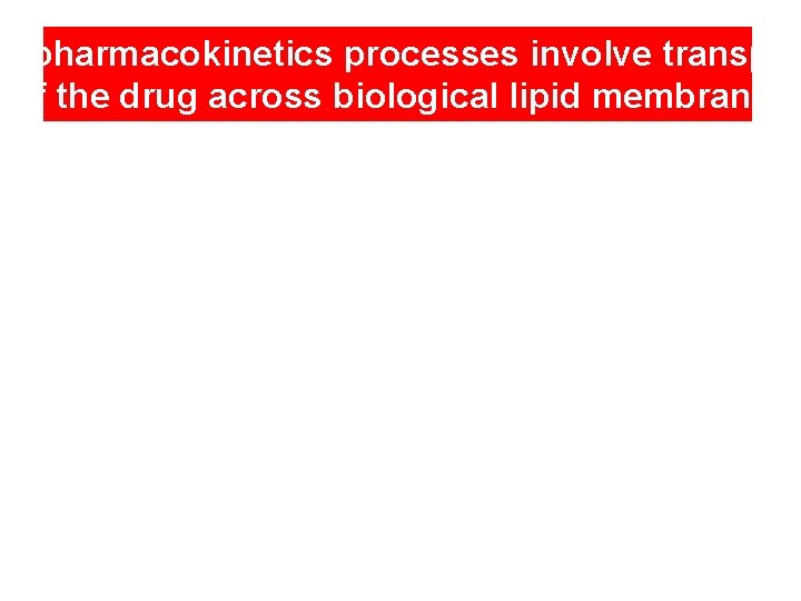 All pharmacokinetics processes involve transpor of the drug across biological lipid membrane. 