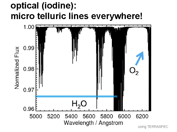 optical (iodine): micro telluric lines everywhere! using TERRASPEC 