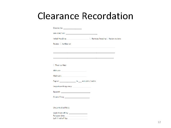 Clearance Recordation 12 