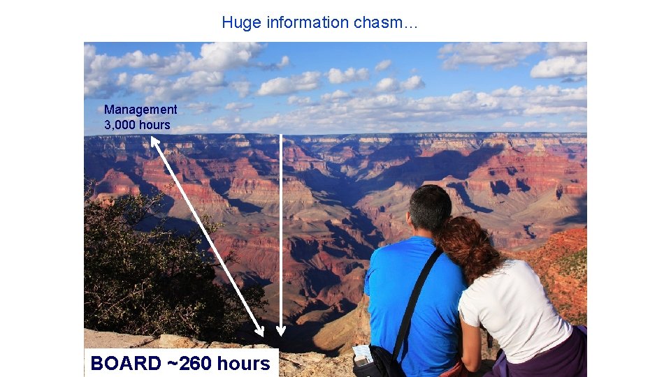 Huge information chasm… Management 3, 000 hours BOARD ~260 hours 