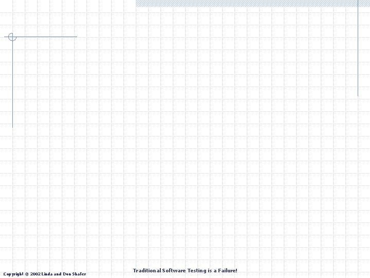 Copyright © 2002 Linda and Don Shafer Traditional Software Testing is a Failure! 