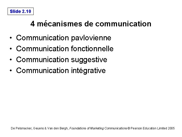 Slide 2. 10 4 mécanismes de communication • • Communication pavlovienne Communication fonctionnelle Communication