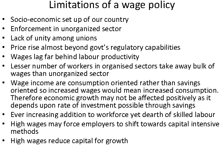 Limitations of a wage policy • • • Socio-economic set up of our country