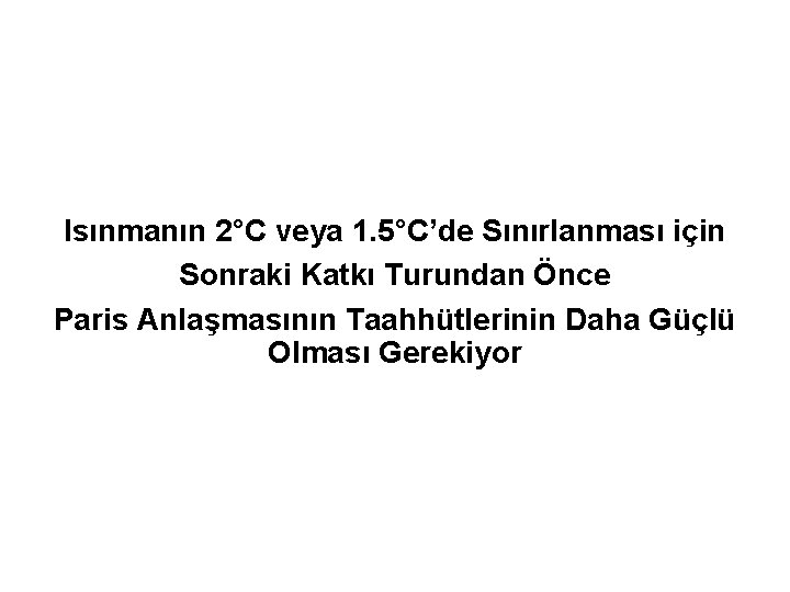 Isınmanın 2°C veya 1. 5°C’de Sınırlanması için Sonraki Katkı Turundan Önce Paris Anlaşmasının Taahhütlerinin