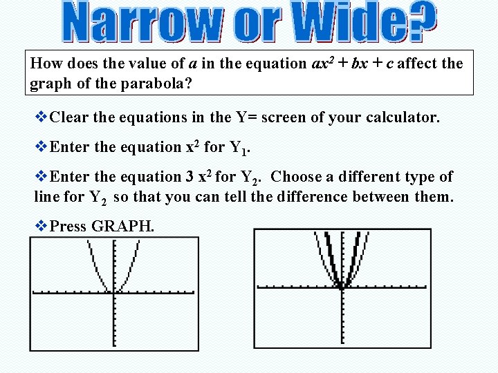 How does the value of a in the equation ax 2 + bx +