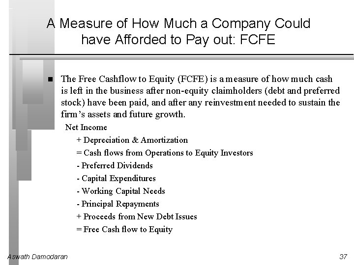 A Measure of How Much a Company Could have Afforded to Pay out: FCFE