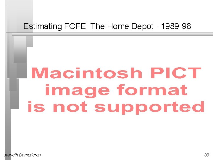 Estimating FCFE: The Home Depot - 1989 -98 Aswath Damodaran 38 