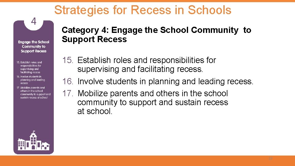 Strategies for Recess in Schools Category 4: Engage the School Community to Support Recess