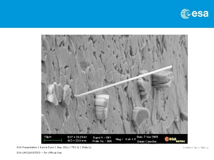 ESA Presentation | Barrie Dunn | May 2011 | TEC-Q | Slide 11 ESA