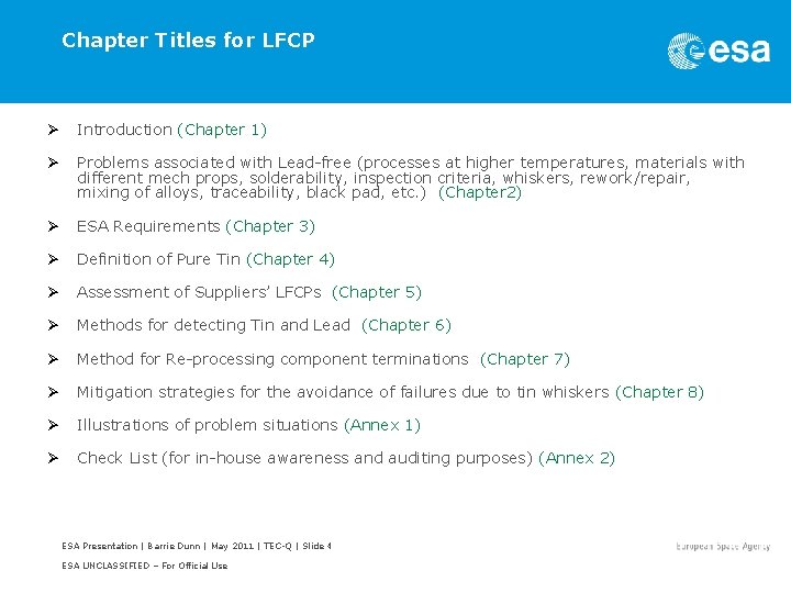 Chapter Titles for LFCP Ø Introduction (Chapter 1) Ø Problems associated with Lead-free (processes