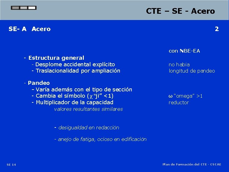 CTE – SE - Acero SE- A Acero 2 con NBE-EA - Estructura general CTE – SE - Acero SE- A Acero 2 con NBE-EA - Estructura general