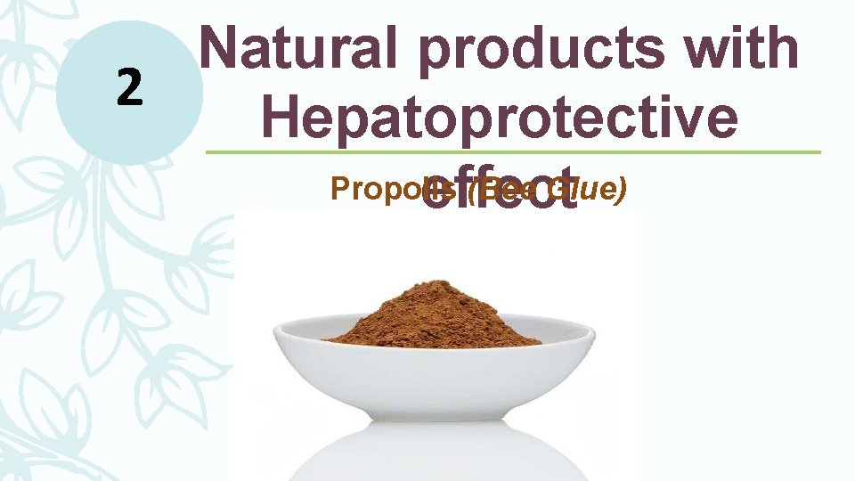 Natural products with 2 Hepatoprotective Propolis (Bee Glue) effect Natural products with 2 Hepatoprotective Propolis (Bee Glue) effect