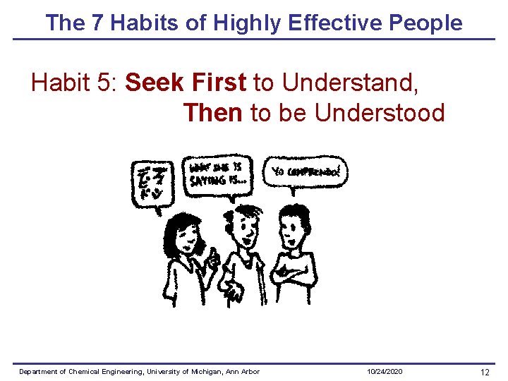 The 7 Habits of Highly Effective People Habit 5: Seek First to Understand, Then