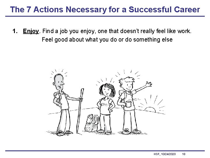 The 7 Actions Necessary for a Successful Career 1. Enjoy. Find a job you