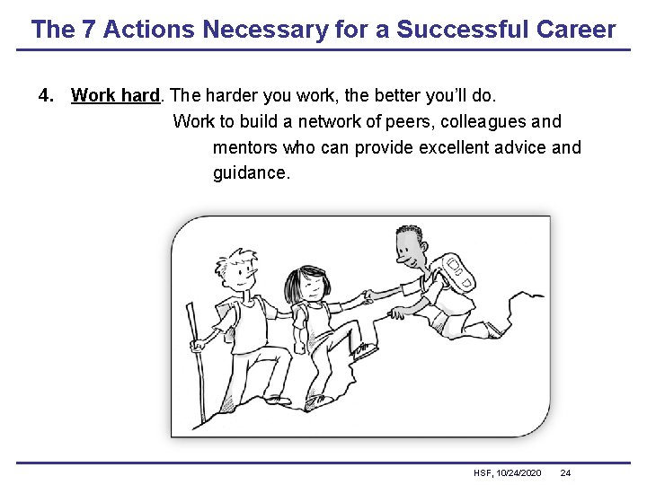 The 7 Actions Necessary for a Successful Career 4. Work hard. The harder you