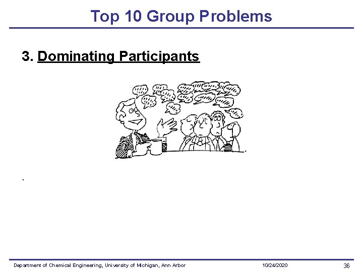 Top 10 Group Problems 3. Dominating Participants . Department of Chemical Engineering, University of