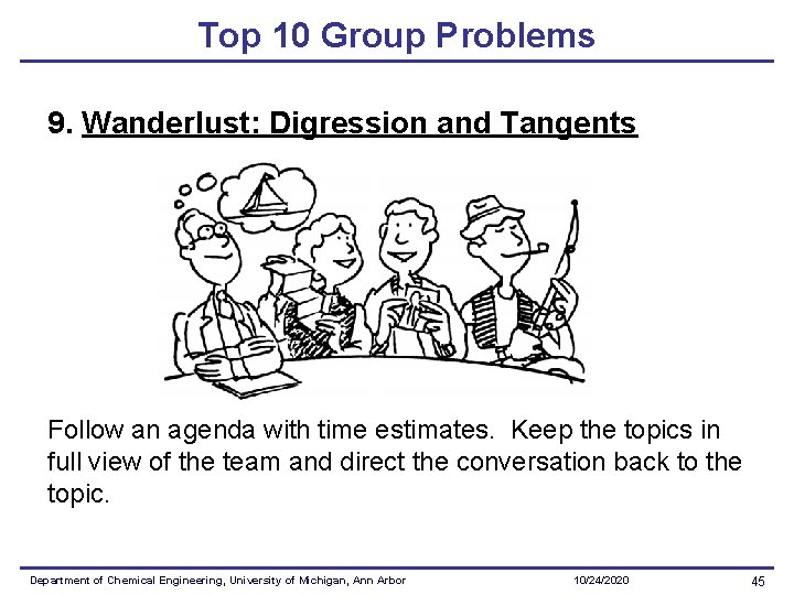 Top 10 Group Problems 9. Wanderlust: Digression and Tangents Follow an agenda with time
