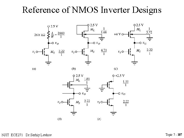 Reference of NMOS Inverter Designs NJIT ECE 271 Dr. Serhiy Levkov Topic 7 -