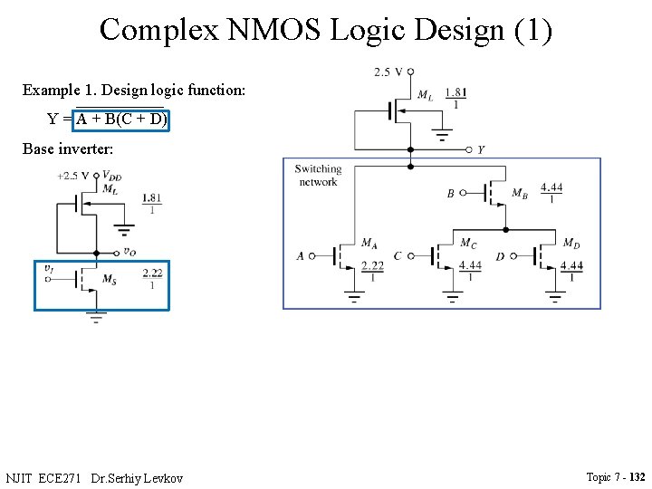 Complex NMOS Logic Design (1) Example 1. Design logic function: Y = A +