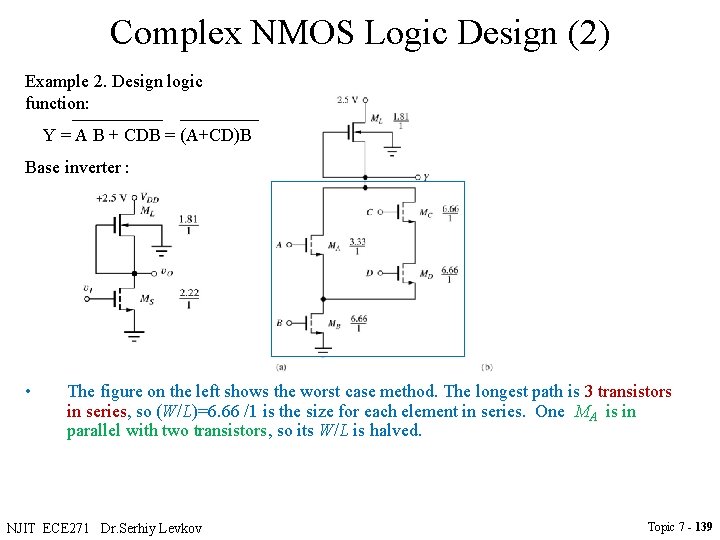 Complex NMOS Logic Design (2) Example 2. Design logic function: Y = A B