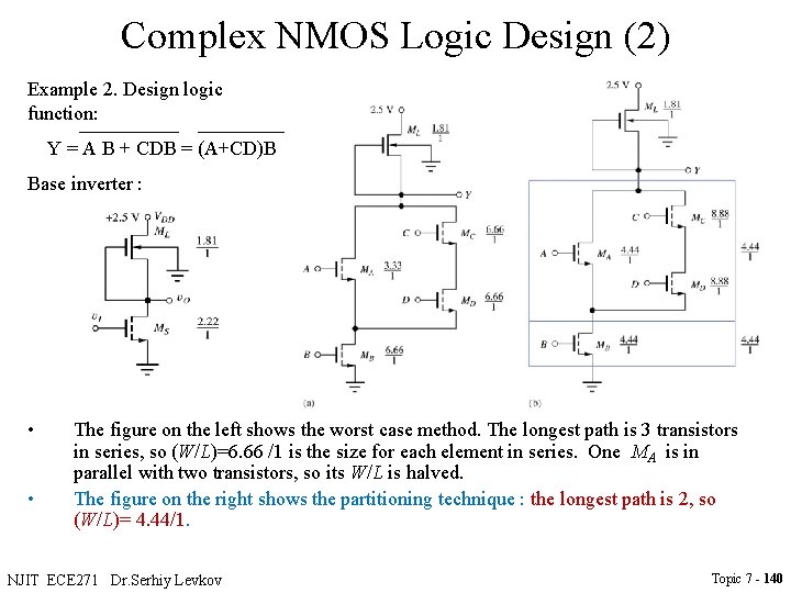 Complex NMOS Logic Design (2) Example 2. Design logic function: Y = A B