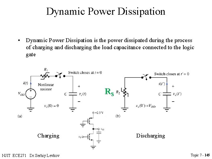 Dynamic Power Dissipation • Dynamic Power Dissipation is the power dissipated during the process