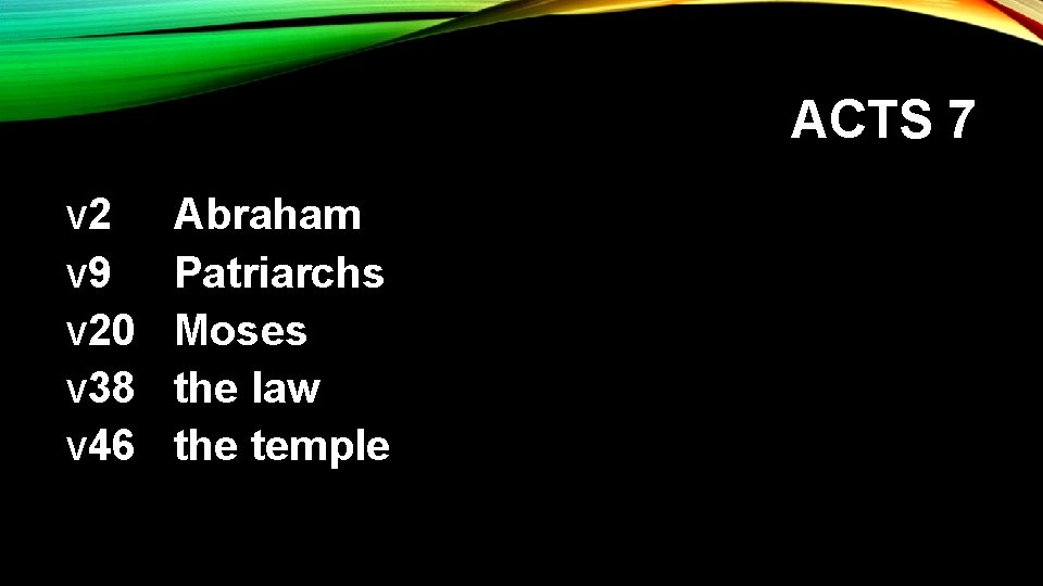 ACTS 7 v 2 v 9 v 20 v 38 v 46 Abraham Patriarchs