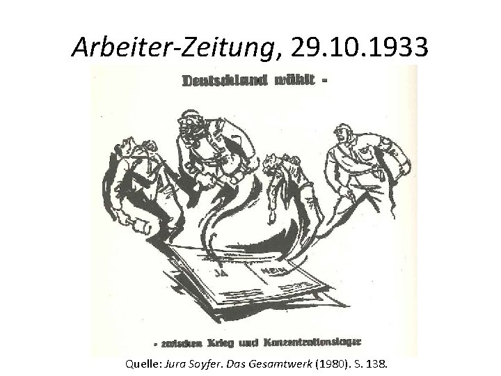 Arbeiter-Zeitung, 29. 10. 1933 Quelle: Jura Soyfer. Das Gesamtwerk (1980). S. 138. 