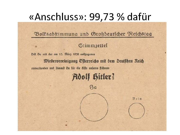  «Anschluss» : 99, 73 % dafür 