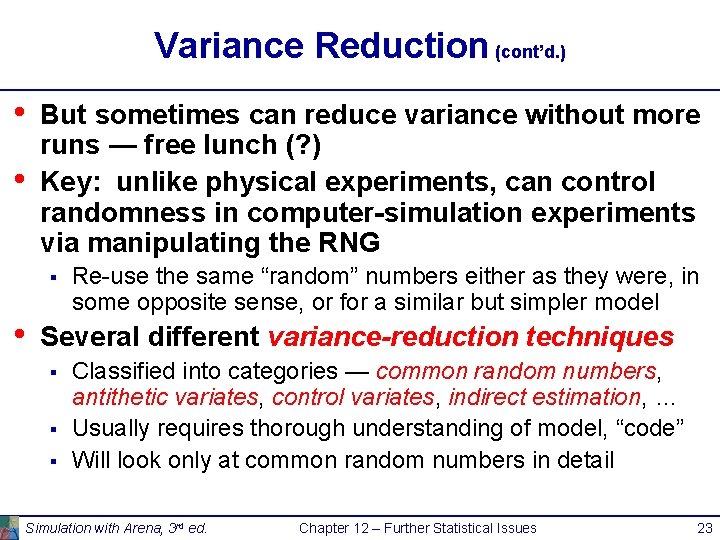 Further Statistical Issues Chapter 12 Last revision June