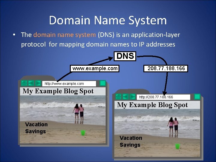 Domain Name System • The domain name system (DNS) is an application-layer protocol for