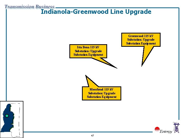 Indianola-Greenwood Line Upgrade Greenwood 115 k. V Substation: Upgrade Substation Equipment Itta Bena 115