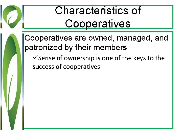 GENERAL CONCEPTS AND PRINCIPLES OF COOPERATIVES Coop 002