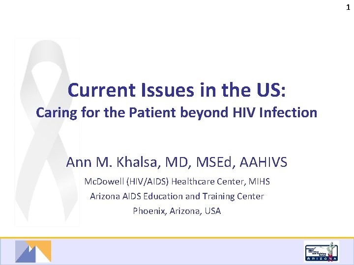 1 Current Issues in the US: Caring for the Patient beyond HIV Infection Ann
