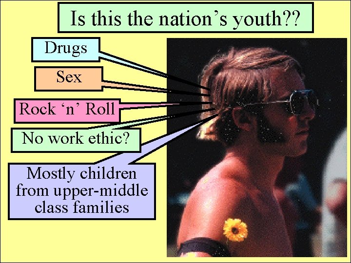 Is this the nation’s youth? ? Drugs Sex Rock ‘n’ Roll No work ethic?