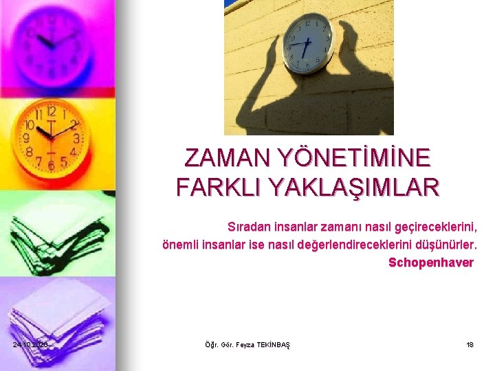 ZAMAN YÖNETİMİNE FARKLI YAKLAŞIMLAR Sıradan insanlar zamanı nasıl geçireceklerini, önemli insanlar ise nasıl değerlendireceklerini ZAMAN YÖNETİMİNE FARKLI YAKLAŞIMLAR Sıradan insanlar zamanı nasıl geçireceklerini, önemli insanlar ise nasıl değerlendireceklerini