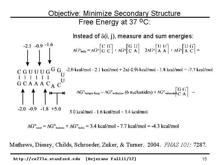 Objective: Minimize Secondary Structure Free Energy at 37 OC: Instead of (i, j), measure