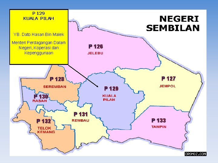 P 129 KUALA PILAH YB. Dato Hasan Bin Malek Menteri Perdagangan Dalam Negeri, Koperasi