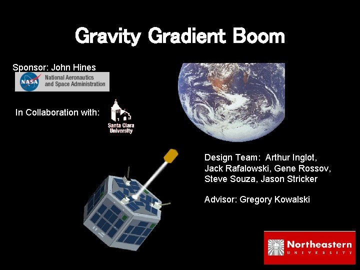 Gravity Gradient Boom Sponsor: John Hines In Collaboration with: Design Team: Arthur Inglot, Jack