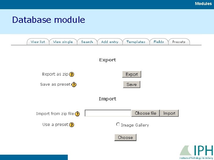 Modules Database module 