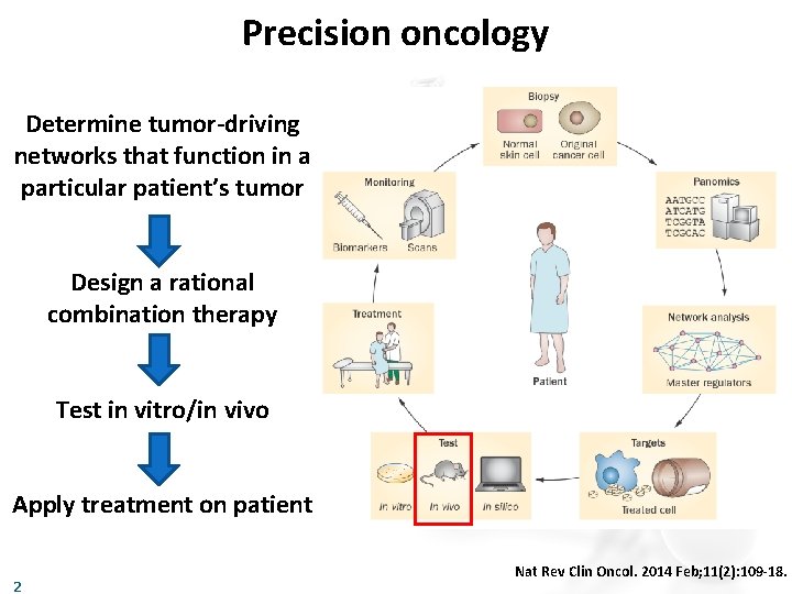 Precision oncology Determine tumor-driving networks that function in a particular patient’s tumor Design a